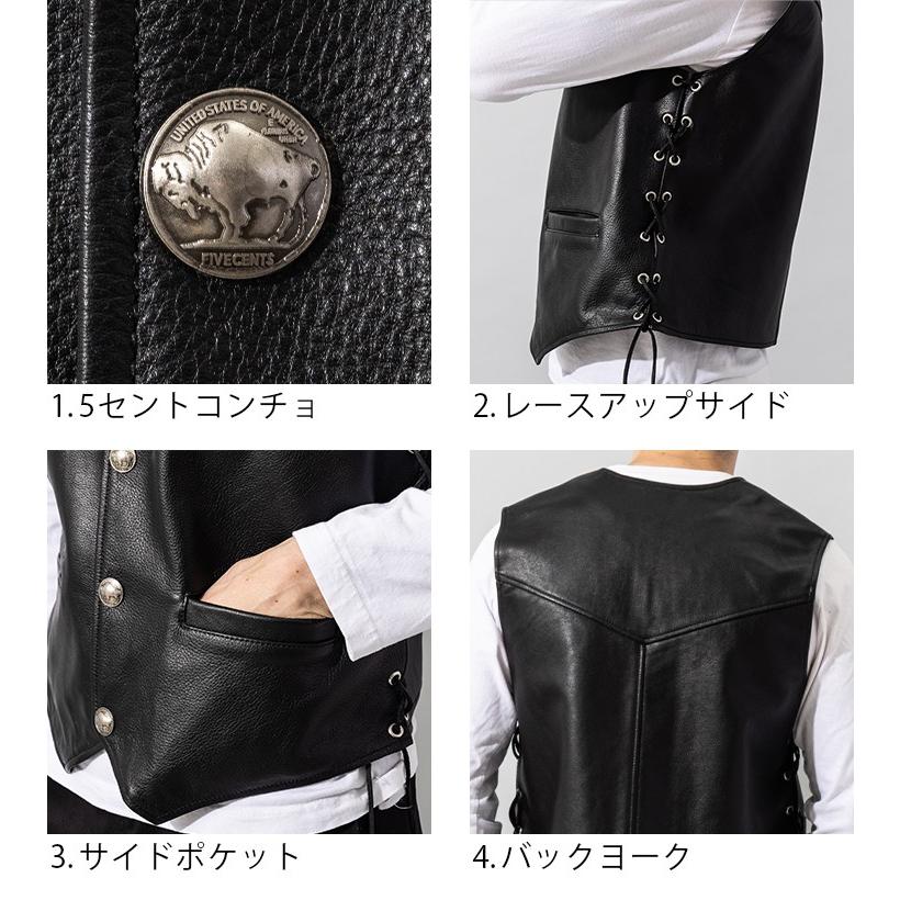 10/31まで10%OFFクーポン】Liugoo Leathers 本革 レザーコンチョベスト