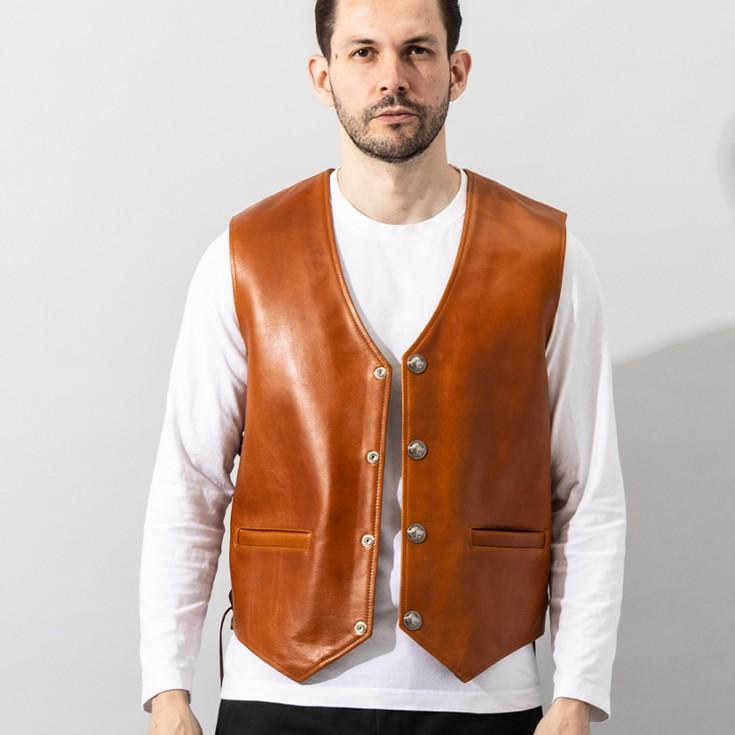 10/31まで10%OFFクーポン】Liugoo Leathers 本革 レザーコンチョベスト