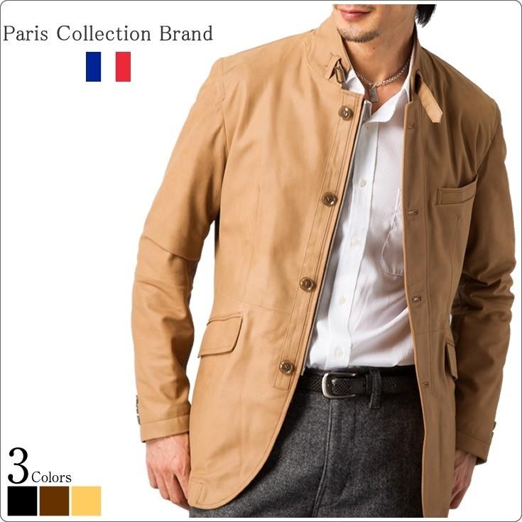 Paris Collection Brand 本革 4つボタンテーラードライクジャケット メンズ パリコレクションブランド 6724 軽くて柔かい レザージャケット 革ジャン 黒 N1410 03 本革レザージャケットのリューグー 通販 Yahoo ショッピング