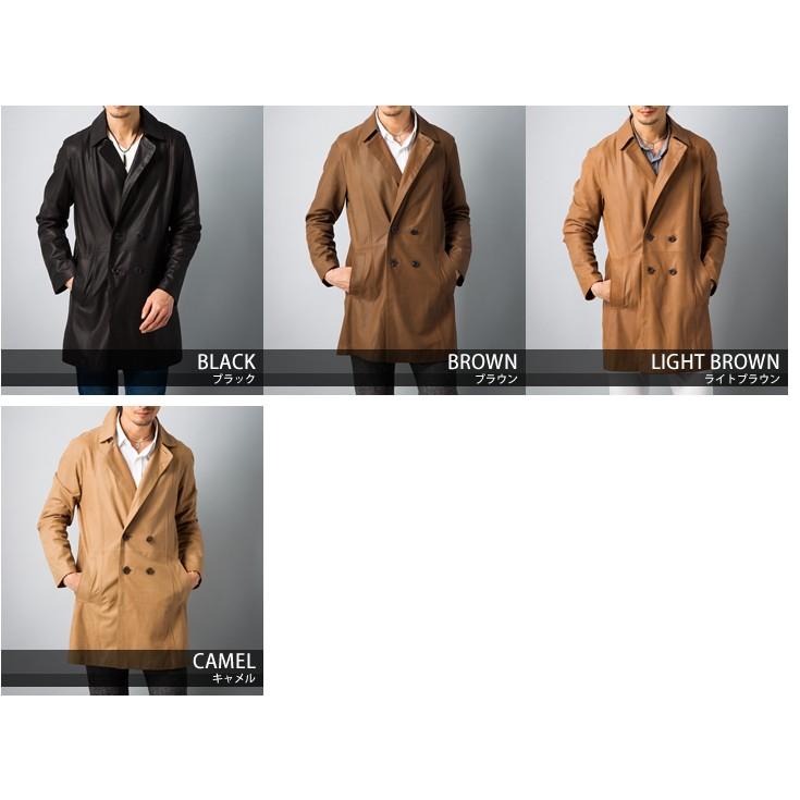 Paris Collection Brand 本革 レザー トレンチコート 通勤コート