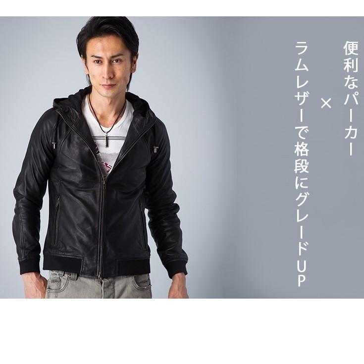 パーカー レザージャケット 高級プレミアムラム羊革 全6色 新品メンズ 