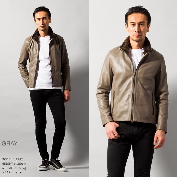 Liugoo Leathers LIUGOO 本革 襟ボアハイネックシングル