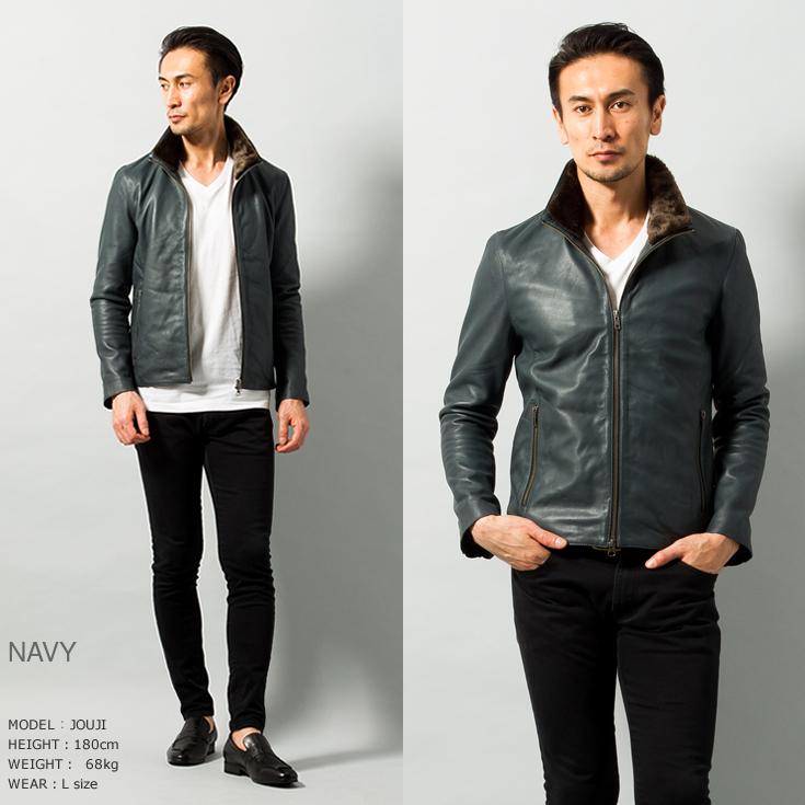 LIUGOO 本革 襟ボアハイネックシングルジャケット  メンズ リューグー WNG02B  レザージャケット ライダースジャケット AP | Liugoo Leathers | 14