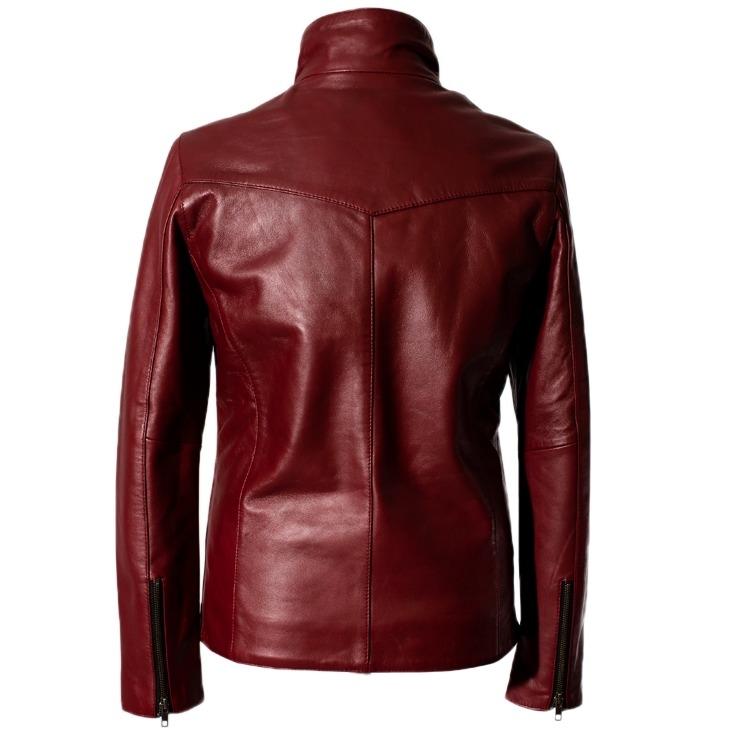 Liugoo Leathers LIUGOO 本革 襟ボアハイネックシングルジャケット