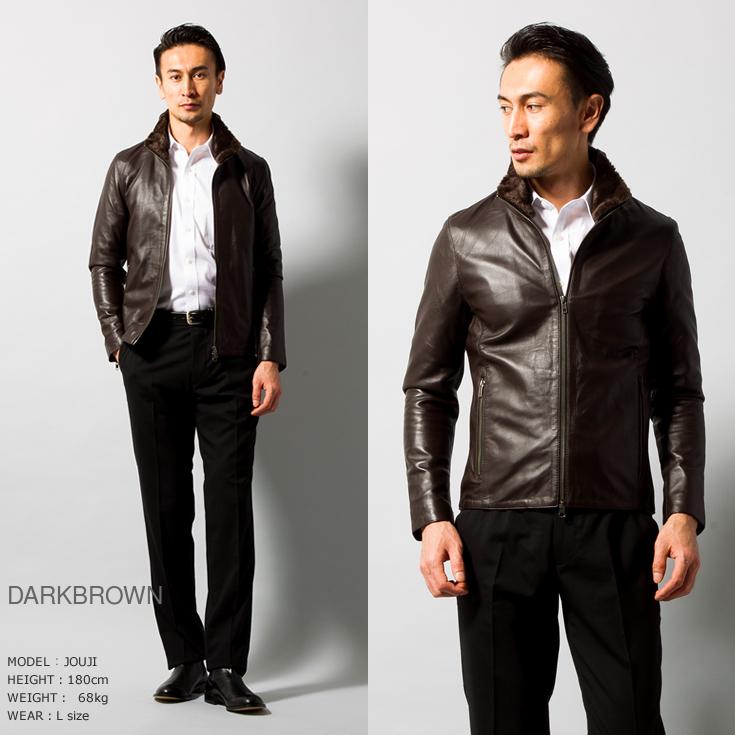 LIUGOO 本革 襟ボアハイネックシングルジャケット  メンズ リューグー WNG02B  レザージャケット ライダースジャケット AP | Liugoo Leathers | 09