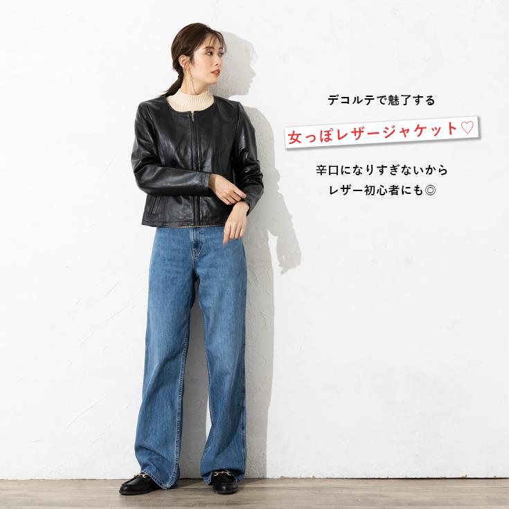 【50%OFFクーポン】LIUGOO 本革 ノーカラーシングルジャケット レディース リューグー SRN01LA  レザージャケット ライダースジャケット | Liugoo Leathers | 04
