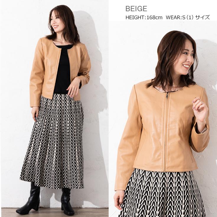 【50%OFFクーポン】LIUGOO 本革 ノーカラーシングルジャケット レディース リューグー SRN01LA  レザージャケット ライダースジャケット | Liugoo Leathers | 09