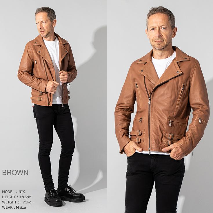 Liugoo Leathers LIUGOO 本革 プレミアムラム ダブルライダース