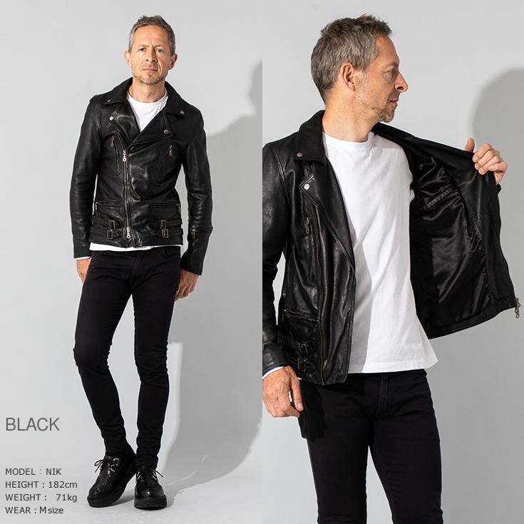 Liugoo Leathers LIUGOO 本革 プレミアムラム ダブルライダース