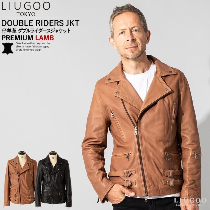 Liugoo Leathers LIUGOO 本革 プレミアムラム ダブルライダース
