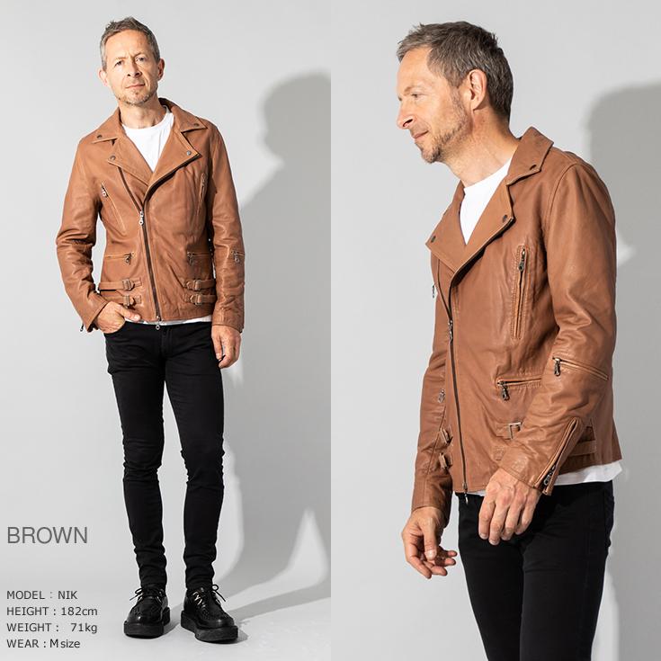 Liugoo Leathers LIUGOO 本革 プレミアムラム ダブルライダース