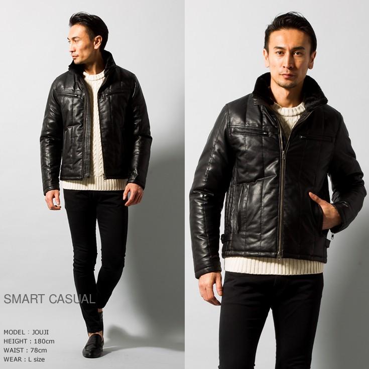 Liugoo Leathers LIUGOO 本革 ダウンライダースジャケット メンズ 
