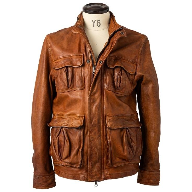 Liugoo Leathers 本革 フルベジ ビンテージ仕上げ M-65タイプ フィールドジャケット メンズ リューグーレザーズ SFJ24B  レザージャケット 革ジャン 経年変化 |  | 10