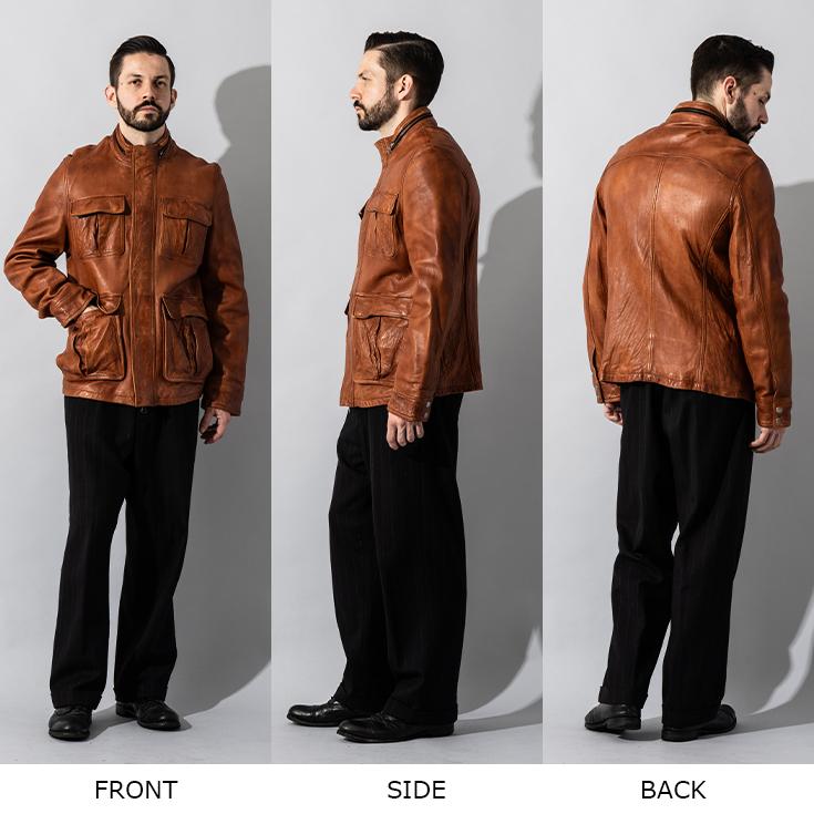 Liugoo Leathers 本革 フルベジ ビンテージ仕上げ M-65タイプ フィールドジャケット メンズ リューグーレザーズ SFJ24B  レザージャケット 革ジャン 経年変化 |  | 12