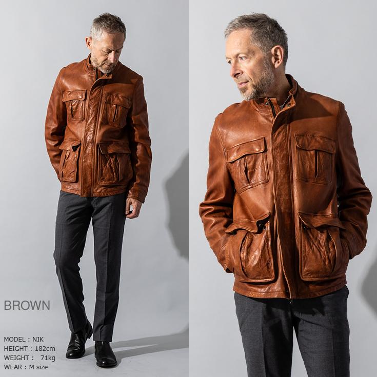Liugoo Leathers 本革 フルベジ ビンテージ仕上げ M-65タイプ フィールドジャケット メンズ リューグーレザーズ SFJ24B  レザージャケット 革ジャン 経年変化 |  | 03