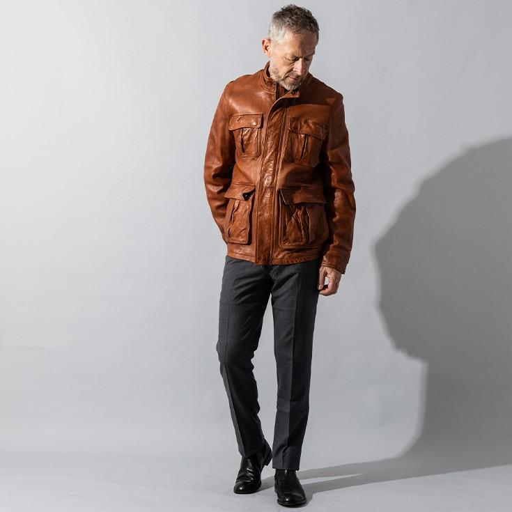 Liugoo Leathers 本革 フルベジ ビンテージ仕上げ M-65タイプ