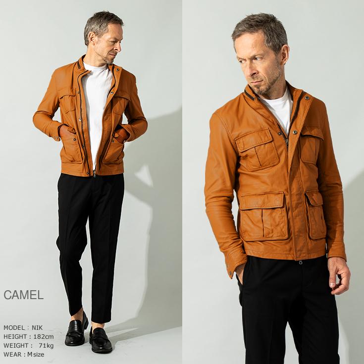 良品】メンズティノラスシングルレザージャケットホワイトクロコ