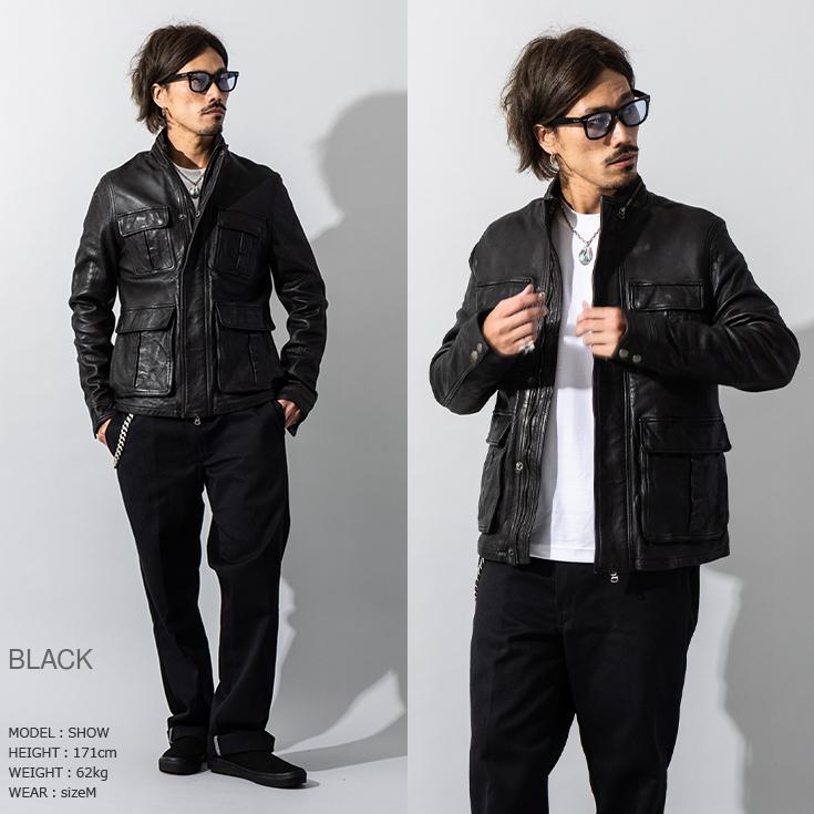 Liugoo Leathers 本革 フルベジ ビンテージ仕上げ M-65タイプ フィールドジャケット メンズ リューグーレザーズ SFJ24B  レザージャケット 革ジャン 経年変化 |  | 07