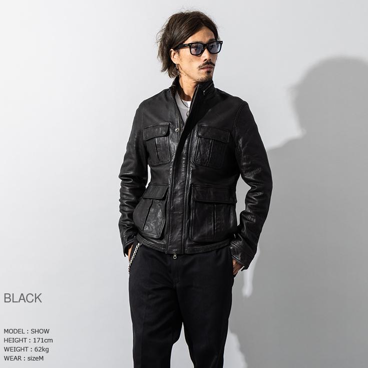 Liugoo Leathers 本革 フルベジ ビンテージ仕上げ M-65タイプ フィールドジャケット メンズ リューグーレザーズ SFJ24B  レザージャケット 革ジャン 経年変化 |  | 08