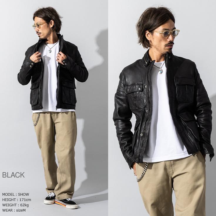 Liugoo Leathers 本革 フルベジ ビンテージ仕上げ M-65タイプ フィールドジャケット メンズ リューグーレザーズ SFJ24B  レザージャケット 革ジャン 経年変化 |  | 09