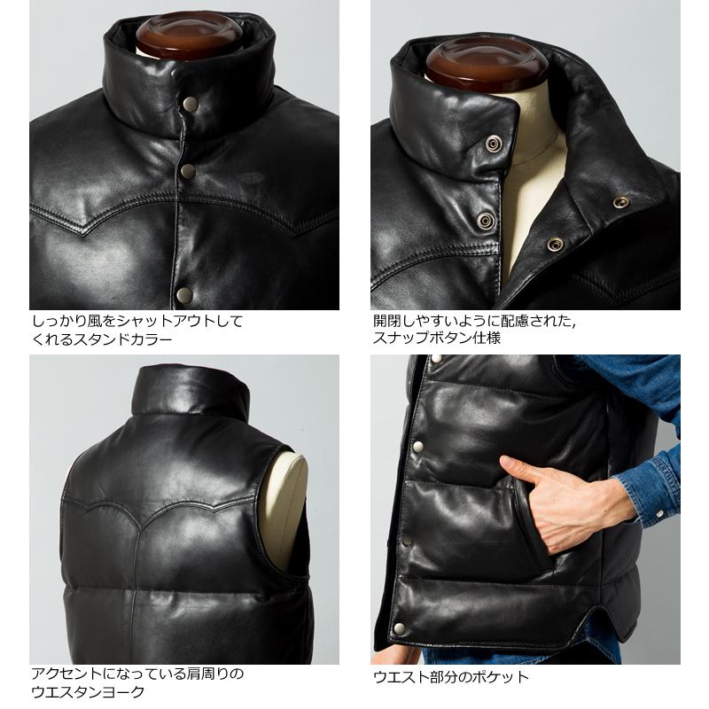 Liugoo Leathers LIUGOO 本革 レザーダウンベスト メンズ Liugoo Leathers LIUGOO 本革 レザーダウンベスト メンズ