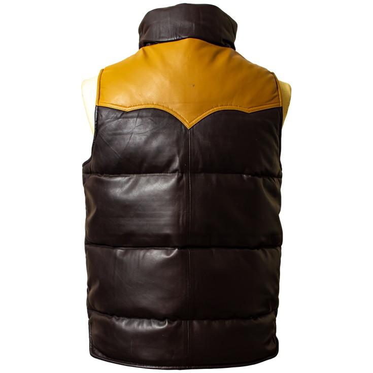 Liugoo Leathers 本革 ツートン レザーダウンベスト シープスキン羊革