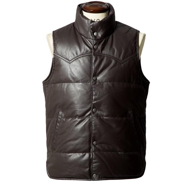 Liugoo Leathers LIUGOO 本革 レザーダウンベスト メンズ Liugoo Leathers LIUGOO 本革 レザーダウンベスト メンズ