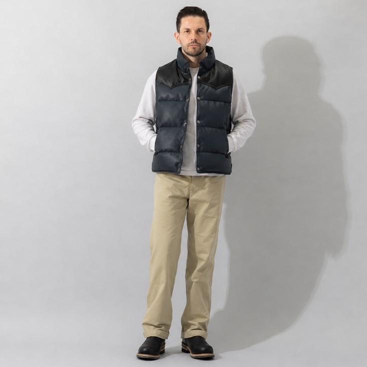 Liugoo Leathers 本革 ツートン レザーダウンベスト シープスキン羊革