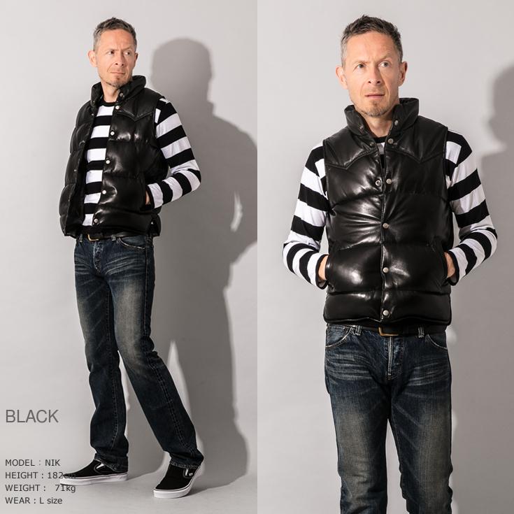 リューグー製レザー キルティングダウンベスト 黒美品 Liugoo Leathers 【20周年記念10%OFFクーポン】LIUGOO 本革 レザー