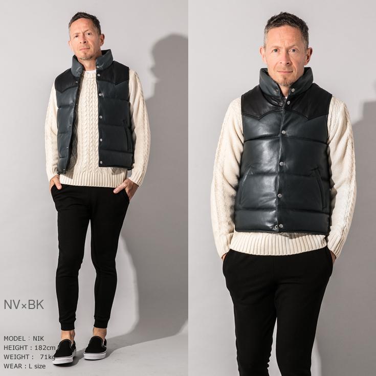 Liugoo Leathers LIUGOO 本革 レザーダウンベスト メンズ Liugoo Leathers LIUGOO 本革 レザーダウンベスト メンズ