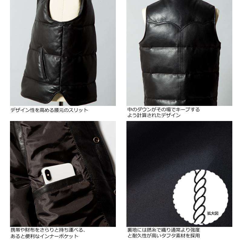 【新品】インゲボルグ オシャレなツイード生地 牛革レザー使用 ダウンベスト Y'2 LEATHER ワイツーレザー ダウンベスト OV-01-M OIL SOFT HORSE