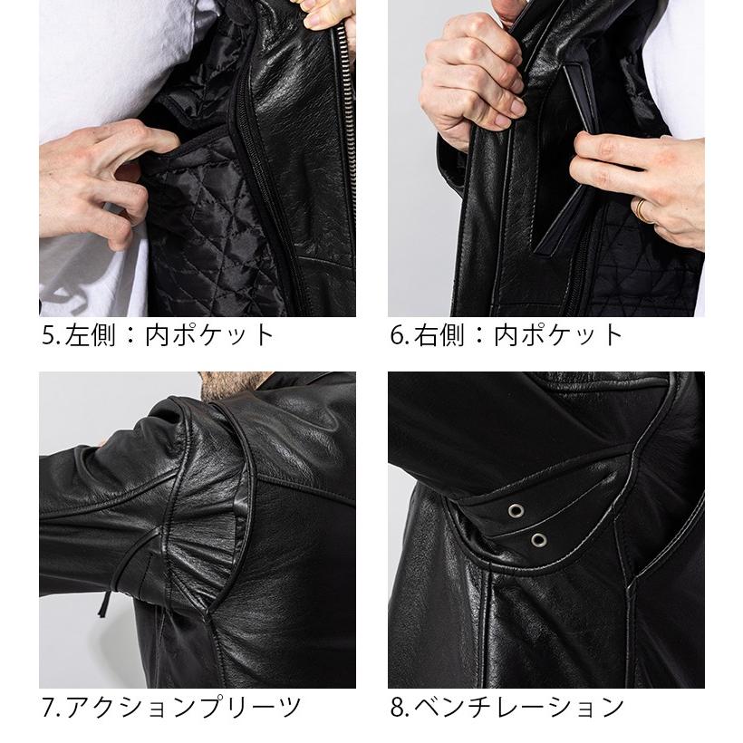 Liugoo Leathers 本革 シングルライダースジャケット メンズ