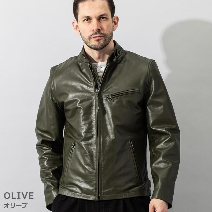 Liugoo Leathers 本革 シングルライダースジャケット メンズ