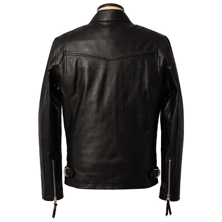 LIUGOO ブラック レザーライダースジャケット Liugoo Leathers LIUGOO 本革 メッシュレザー シングル