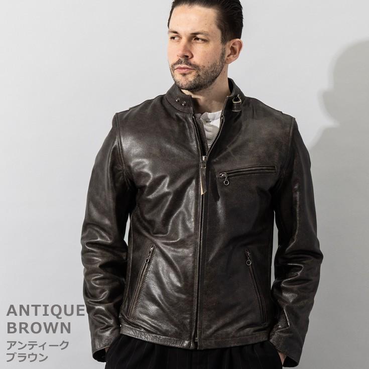 Liugoo Leathers 本革 シングルライダースジャケット メンズ