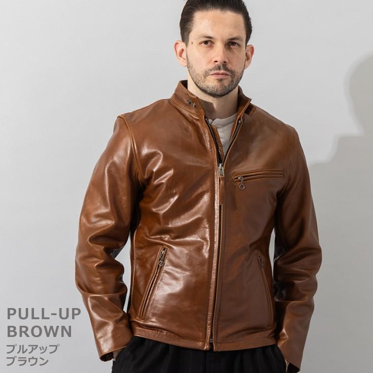Liugoo Leathers 本革 シングルライダースジャケット メンズ
