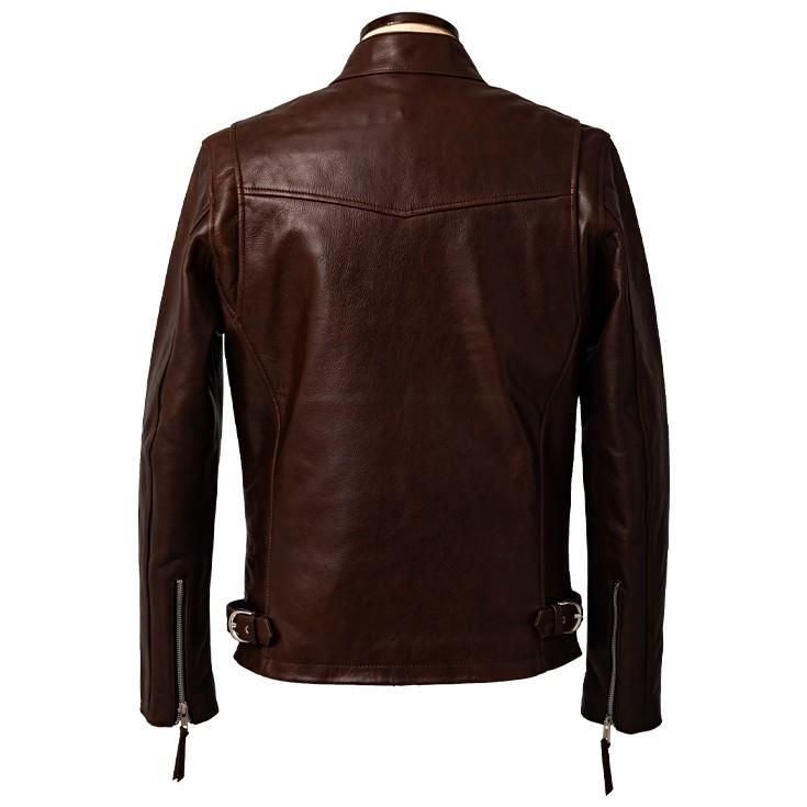 Liugoo Leathers 本革 立襟シングルライダースジャケット メンズ