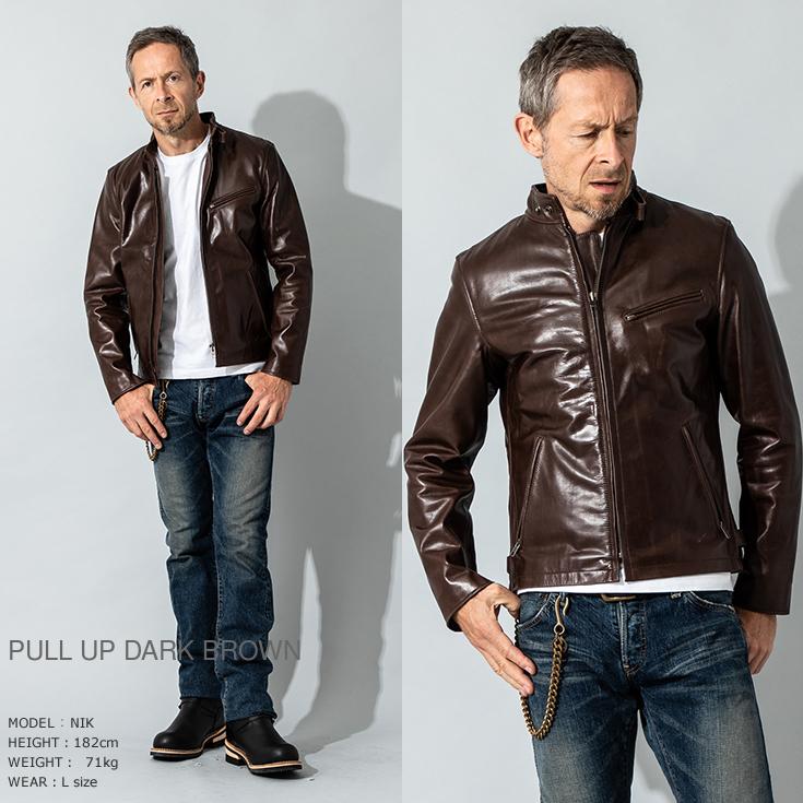 【50%OFFクーポン】Liugoo Leathers 本革 シングルライダースジャケット メンズ リューグーレザーズ SRS01Aの画像
