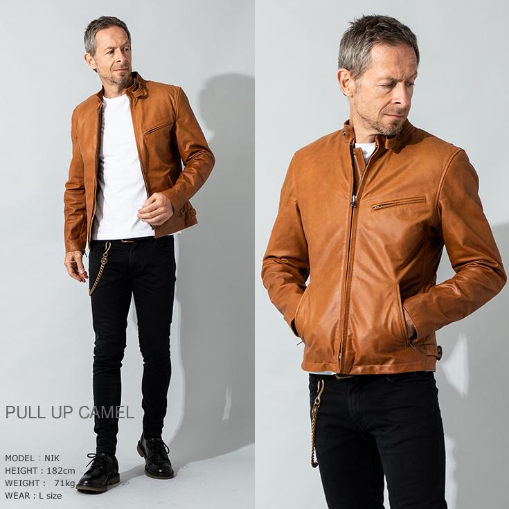 【50%OFFクーポン】Liugoo Leathers 本革 シングルライダースジャケット メンズ リューグーレザーズ SRS01Aの画像