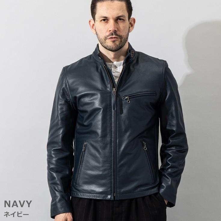 【美品】リューグーレザーズ 羊革 パンチング シングルライダース 黒 L Liugoo Leathers 本革 シングルライダースジャケット メンズ