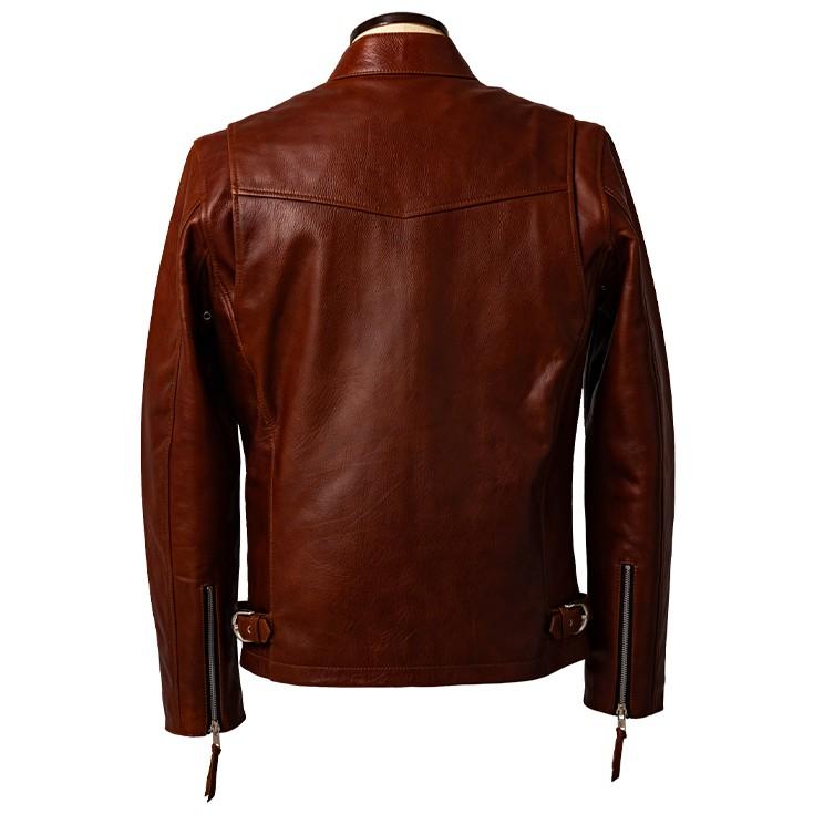 Liugoo Leathers 本革 立襟シングルライダースジャケット メンズ