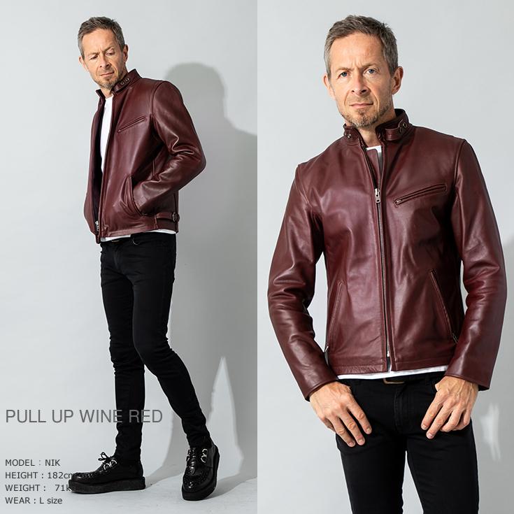 liugoo leathers バーガンディ シングルライダースジャケット　ラム Liugoo Leathers 革ジャン 本革 シングルライダースジャケット