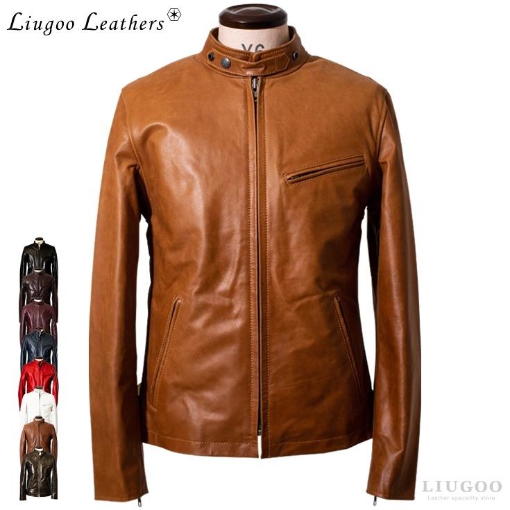 Liugoo Leathers 買得 最高の品質の 本革 シングルライダースジャケット メンズ SRS01A リューグーレザーズ