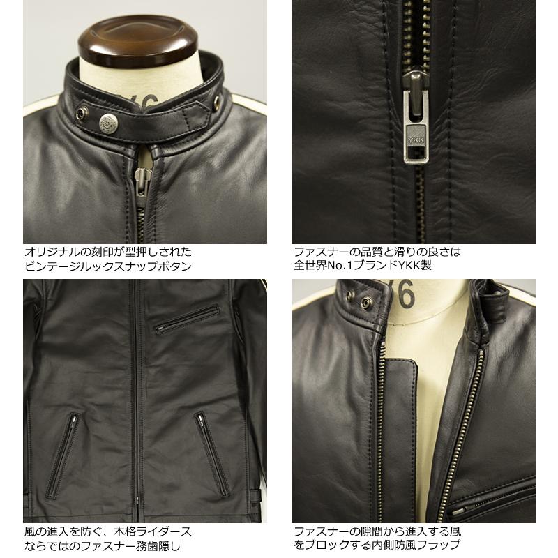 Liugoo Leathers 本革 2ラインシングルライダース メンズ リューグーレザーズ SRS02A  シングルライダース ライダースジャケット｜liugoo｜14