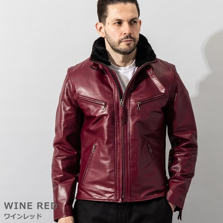 Liugoo Leathers 本革 WING-NECK シングルライダースジャケット メンズ