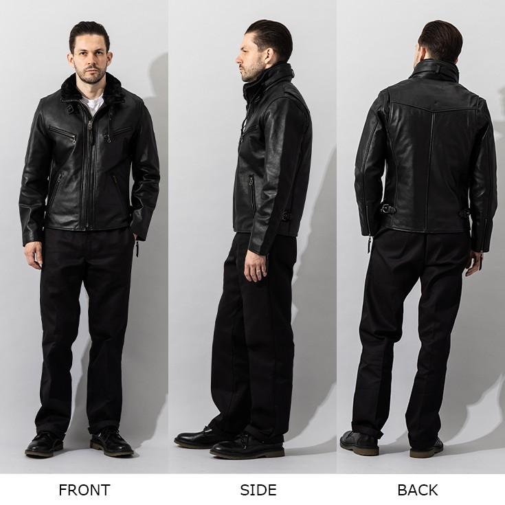 Liugoo Leathers 本革 WING-NECK シングルライダースジャケット メンズ