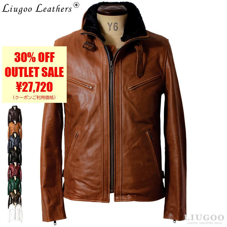 Liugoo Leathers 【50%OFFクーポン】Liugoo Leathers 本革 襟ボア
