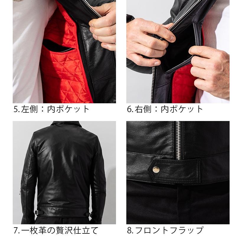 Liugoo Leathers 本革 UK襟付きシングルライダースジャケット メンズ