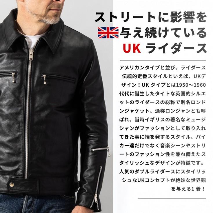 Liugoo Leathers 本革 UK襟付きシングルライダースジャケット メンズ