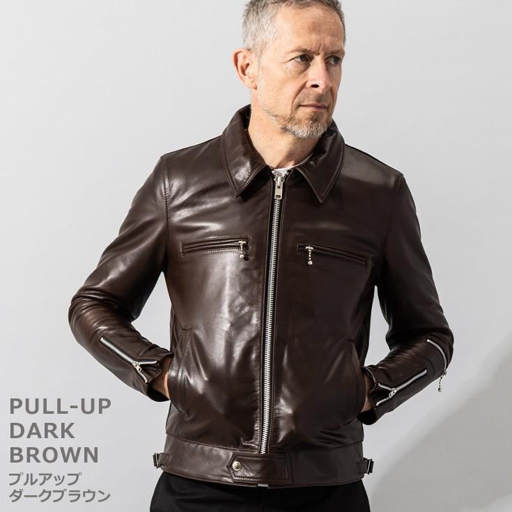Liugoo Leathers 本革 UK襟付きシングルライダースジャケット メンズ
